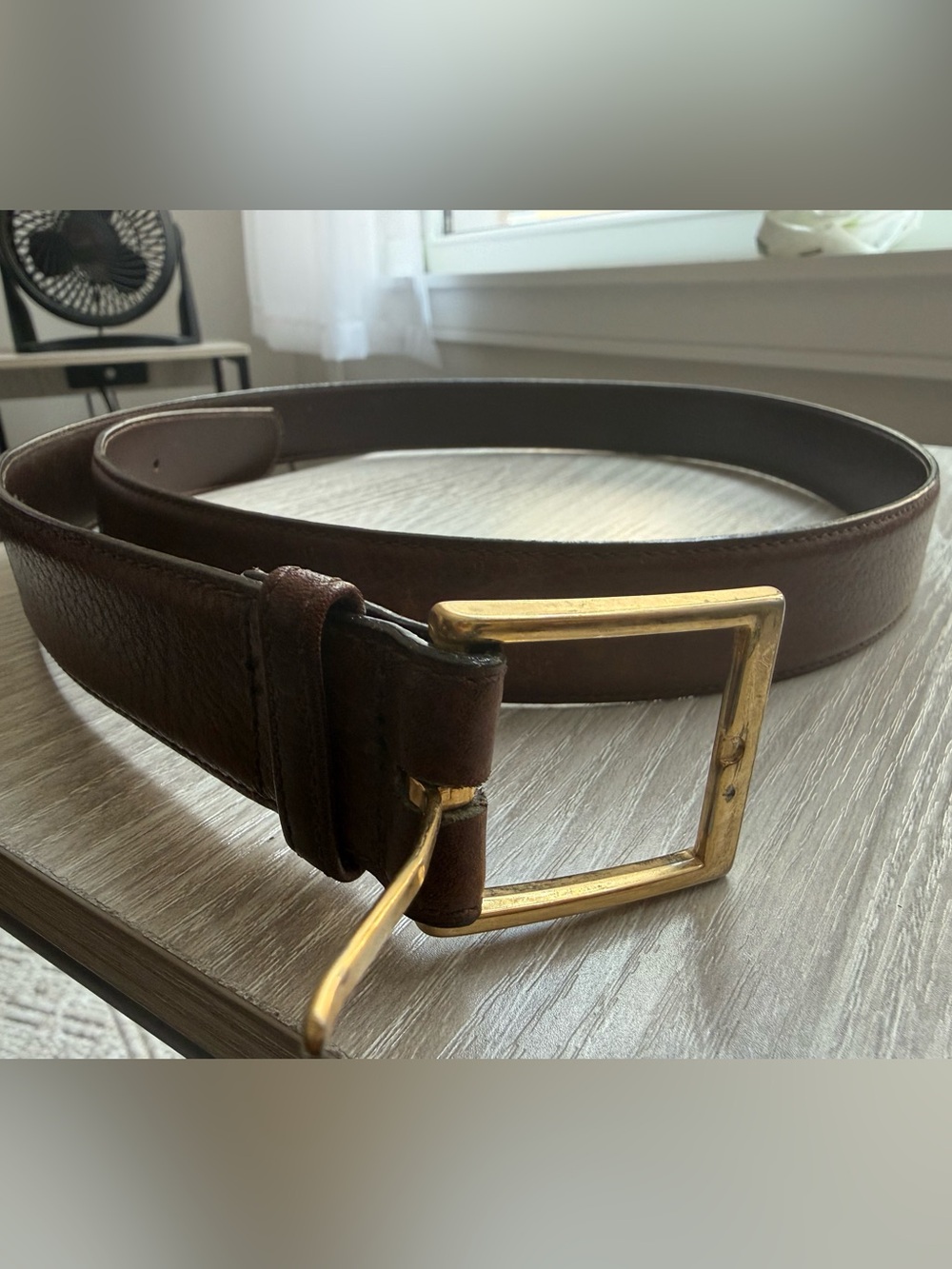 L’Aigle Paris New York Vintage Men’s Brown Leather Dress Belt 38 Fathers Day Gif